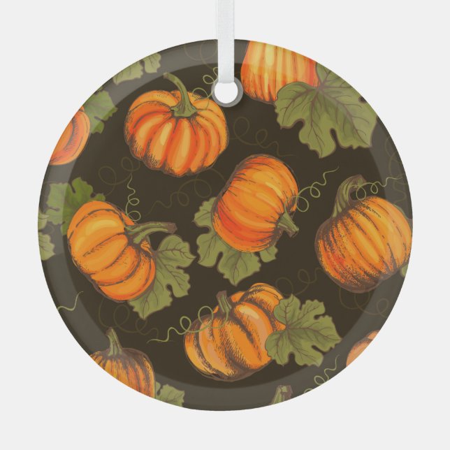 Organic Pumpkins: Farm to Table Glass Tree Decoration (Front)