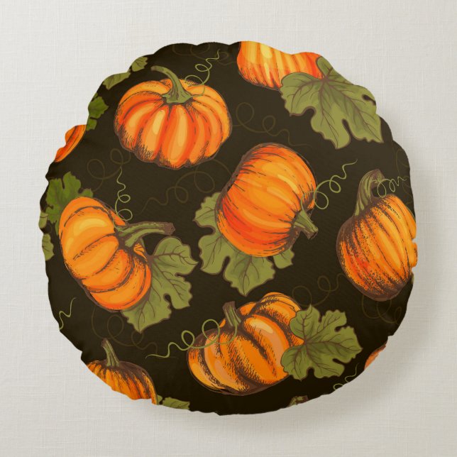 Organic Pumpkins: Farm to Table Round Cushion (Front)