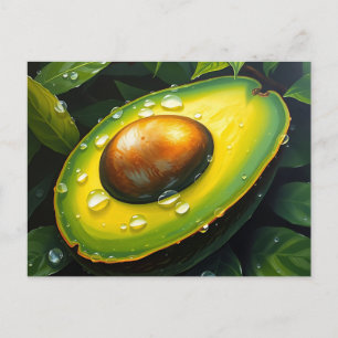Organic Raingrown Avocado with Dewdrops Postcard