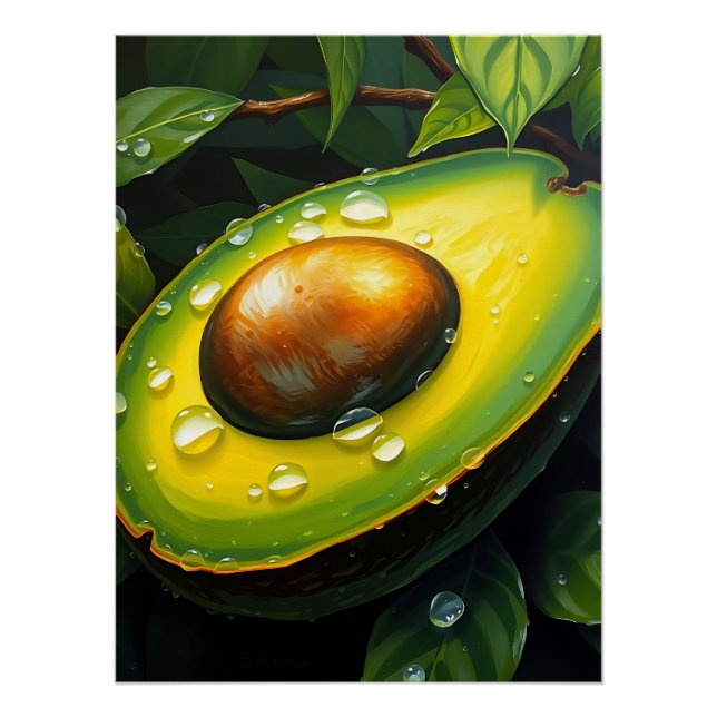 Organic Raingrown Avocado with Dewdrops Poster (Front)