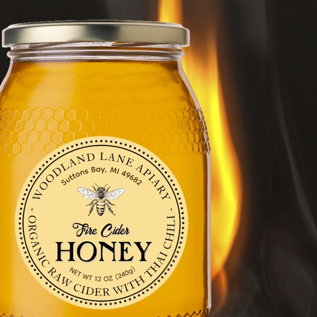 Organic Raw Fire Cider Honey Thai Chilli Queen Bee Classic Round Sticker (Creator Uploaded)