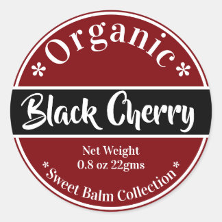 Organic Red Black Cherry Lip Balm Collection Classic Round Sticker