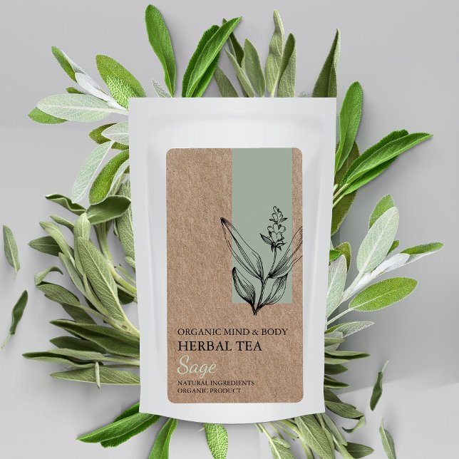 Organic Sage Herbal Tea Kraft Business Label (Creator Uploaded)