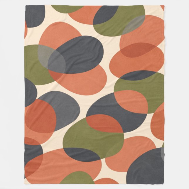 Organic Shape, Warm Minimal Abstract Pattern  Fleece Blanket (Front)