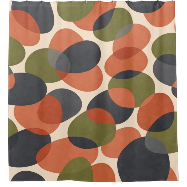 Organic Shape, Warm Minimal Abstract Pattern  Shower Curtain (Front)