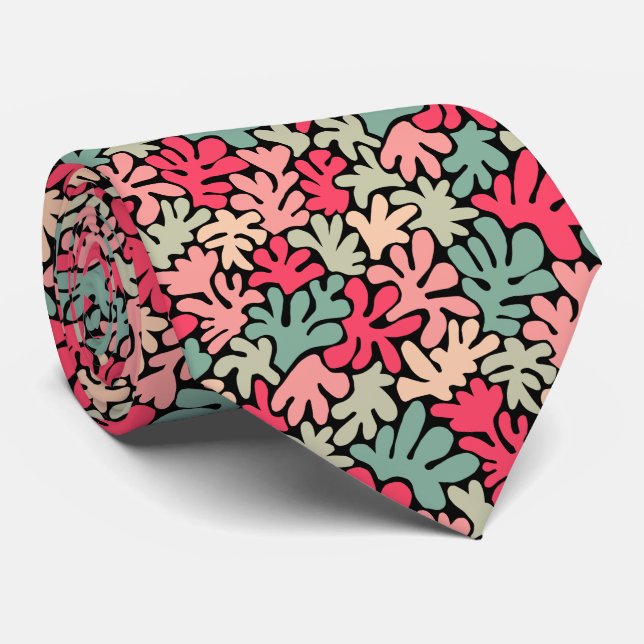 Organic Shapes Abstract 240822 - Colors02 on Black Tie (Rolled)