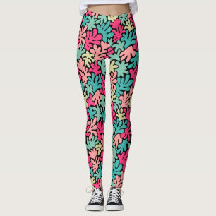 Organic Shapes Abstract 240822 - Colours on Black Leggings
