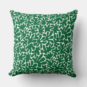 Organic Shapes Abstract 240822 - Forest Green Cushion