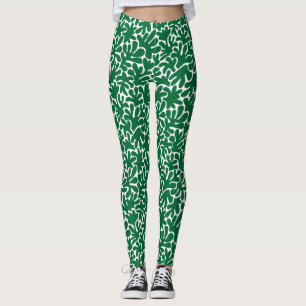 Organic Shapes Abstract 240822 - Forest Green Leggings