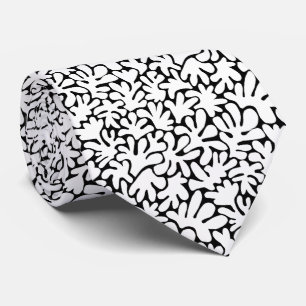 Organic Shapes Abstract 240822 - White on Black Tie