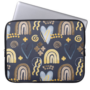 Organic shapes naive pattern with rainbow, heart. laptop sleeve