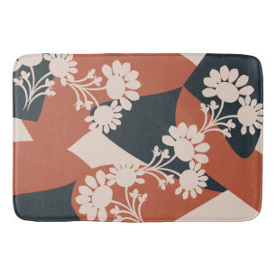 Organic Shapes Warm Tones Bohemian Floral Bath Mat