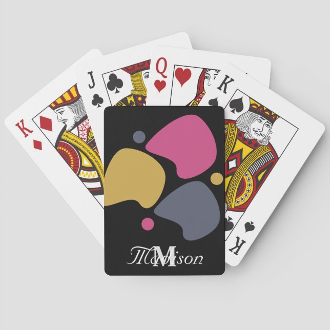 Organic Smooth Rocks and Dots Pink Purple Yellow Playing Cards (Back)
