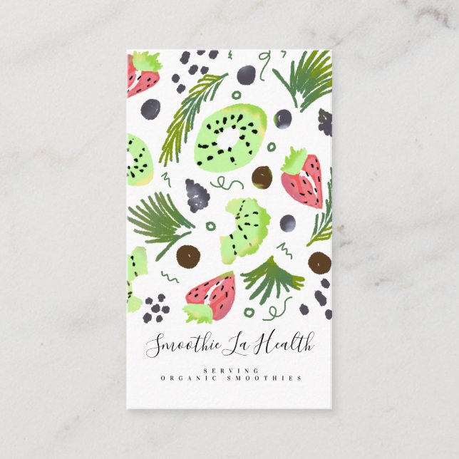 Organic Smoothies Fruit Stand Drinks Milk Shakes Business Card (Front)