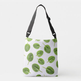 Organic Spinach Leaf Seamless Pattern Crossbody Bag