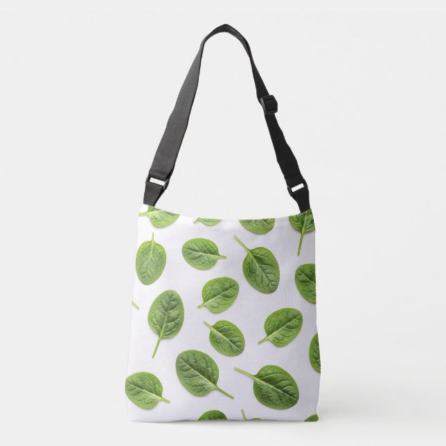 Organic Spinach Leaf Seamless Pattern Crossbody Bag (Front)