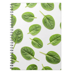 Organic Spinach Leaf Seamless Pattern Notebook