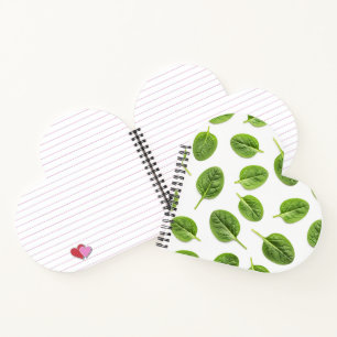 Organic Spinach Leaf Seamless Pattern Notebook