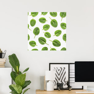 Organic Spinach Leaf Seamless Pattern Poster