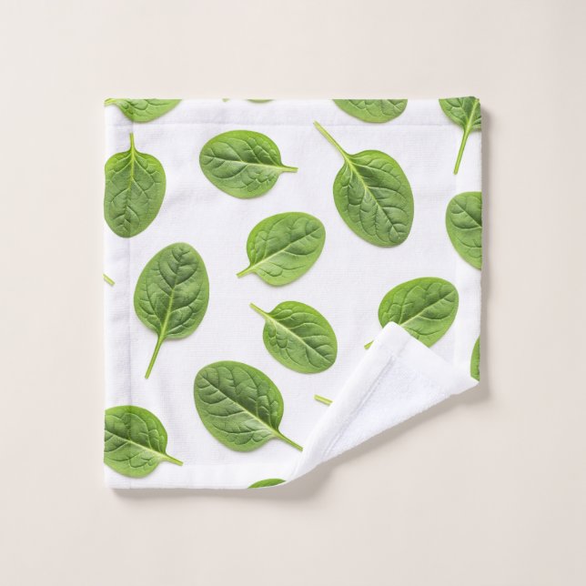 Organic Spinach Leaf Seamless Pattern Wash Cloth (Wash Cloth)