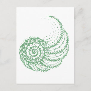 Organic spiral green postcard