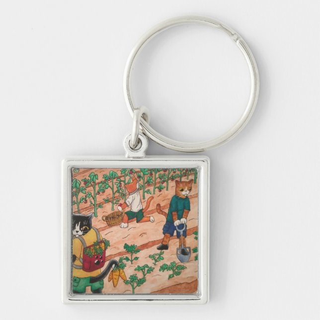 Organic Summer Harvest Cats Key Ring (Front)