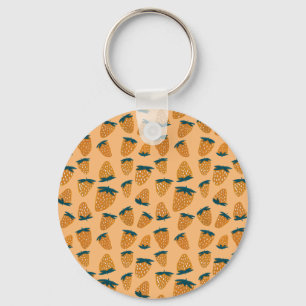 Organic summer strawberries orange key ring