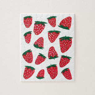 Organic summer strawberries - red and green jigsaw puzzle
