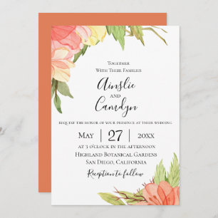 Organic Sunset Floral Wedding Invitation