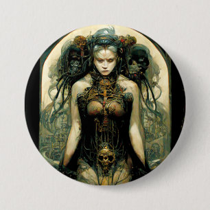 Organic Tech Woman Fantasy Sci-Fi 7.5 Cm Round Badge