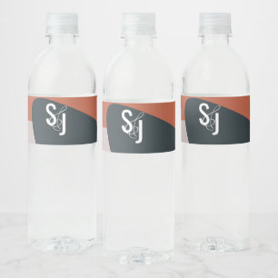 Organic Terracotta Blue Blush Wedding Water Bottle Label