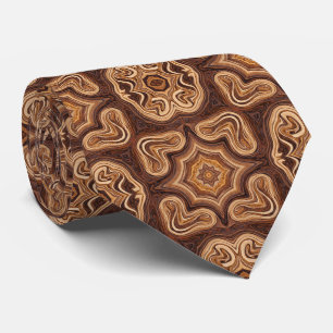 Organic Walnut Brown Abstract Wood Grain Tree Ring Tie