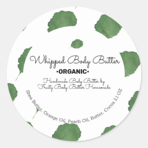 Organic Watercolor Body Butter Bath Branding Classic Round Sticker