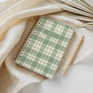 Organic Watercolor Green Gingham Plaid Notebook