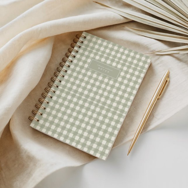 Organic Watercolor Green Tartan Gingham Plaid Notebook (Creator Uploaded)