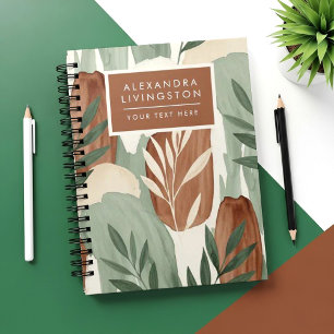Organic Watercolor Sage Green and Oat Milk Botanic Notebook
