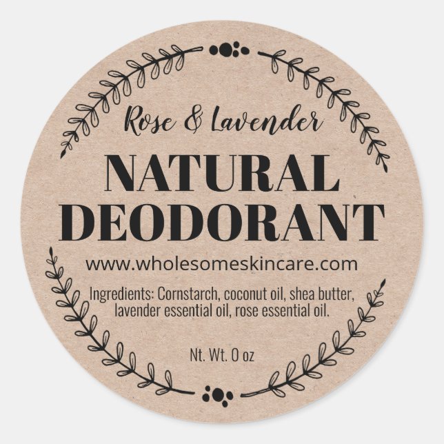 Organic Wellness Natural Deodorant Kraft Labels (Front)