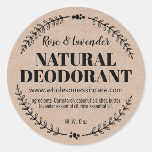 Organic Wellness Natural Deodorant Kraft Labels