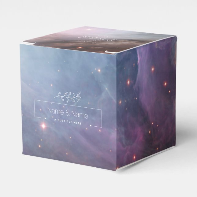 Organic white favour retro orion nebula EDITABLE Favour Box (Front Side)