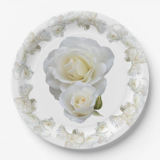 Organic White Roses, Paper Plate