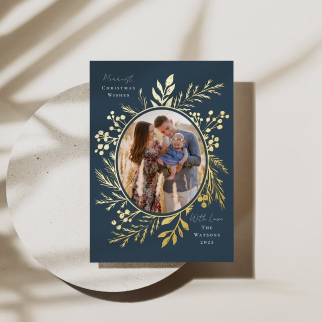 Organic Winter Botanicals Oval Photo Shape Navy (Creator Uploaded)