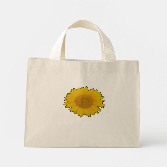 Organic yellow flower field nature mini tote bag (Back)