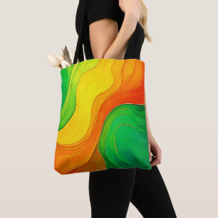Organic Yellow Green Waves Art Tote Bag