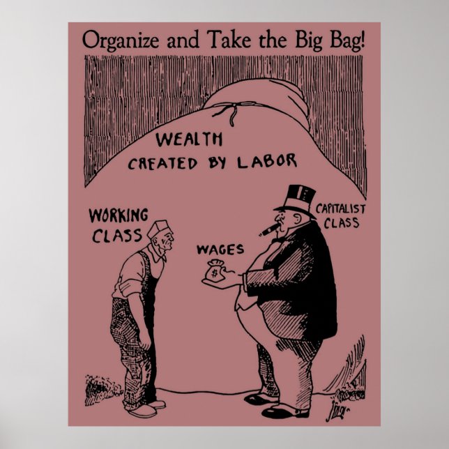 Organise And Take The Big Bag - IWW Socialist Anti Poster (Front)