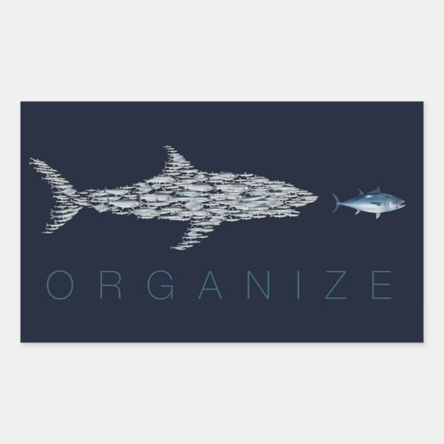 Organise Fish Rectangular Sticker (Front)