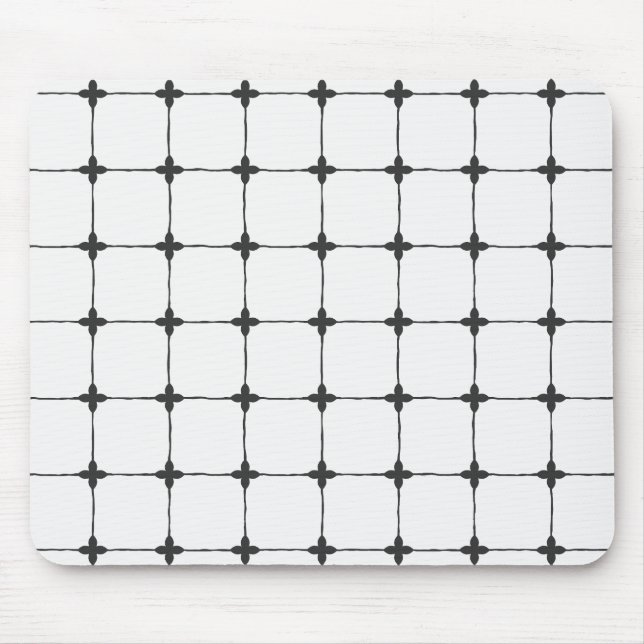 Organised Neutral Grid Minimalist Black & White Mouse Pad (Front)