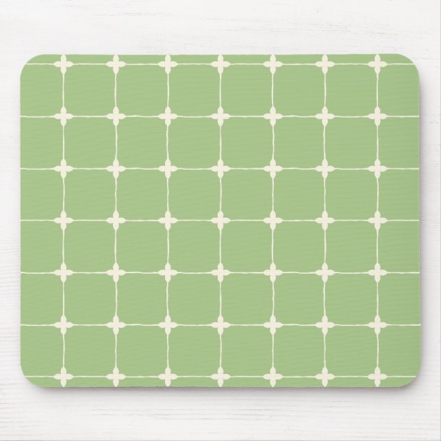 Organised Neutral Grid Minimalist Sage Green Mouse Pad (Front)