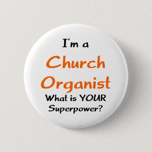 organist church 6 cm round badge