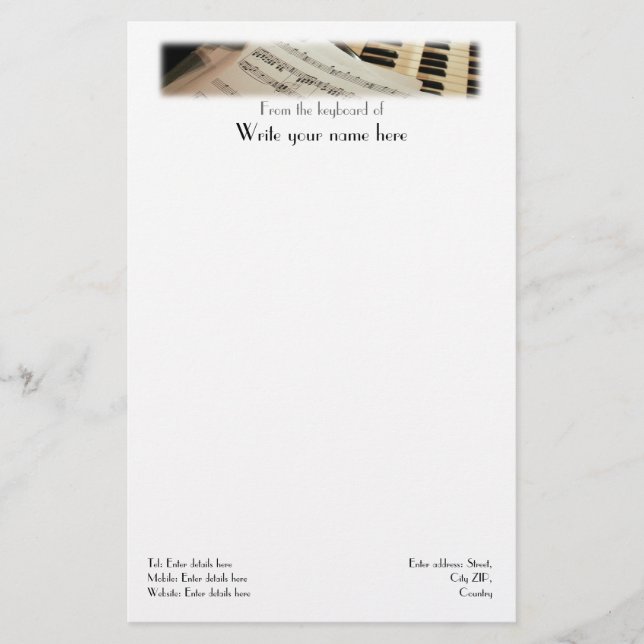 Organist notepaper letterhead (Front)