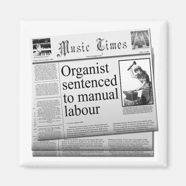 Organist sentenced to manual labour magnet (Front)